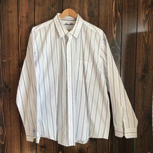 Tasso Elba Blue Striped White Button Up Shirt